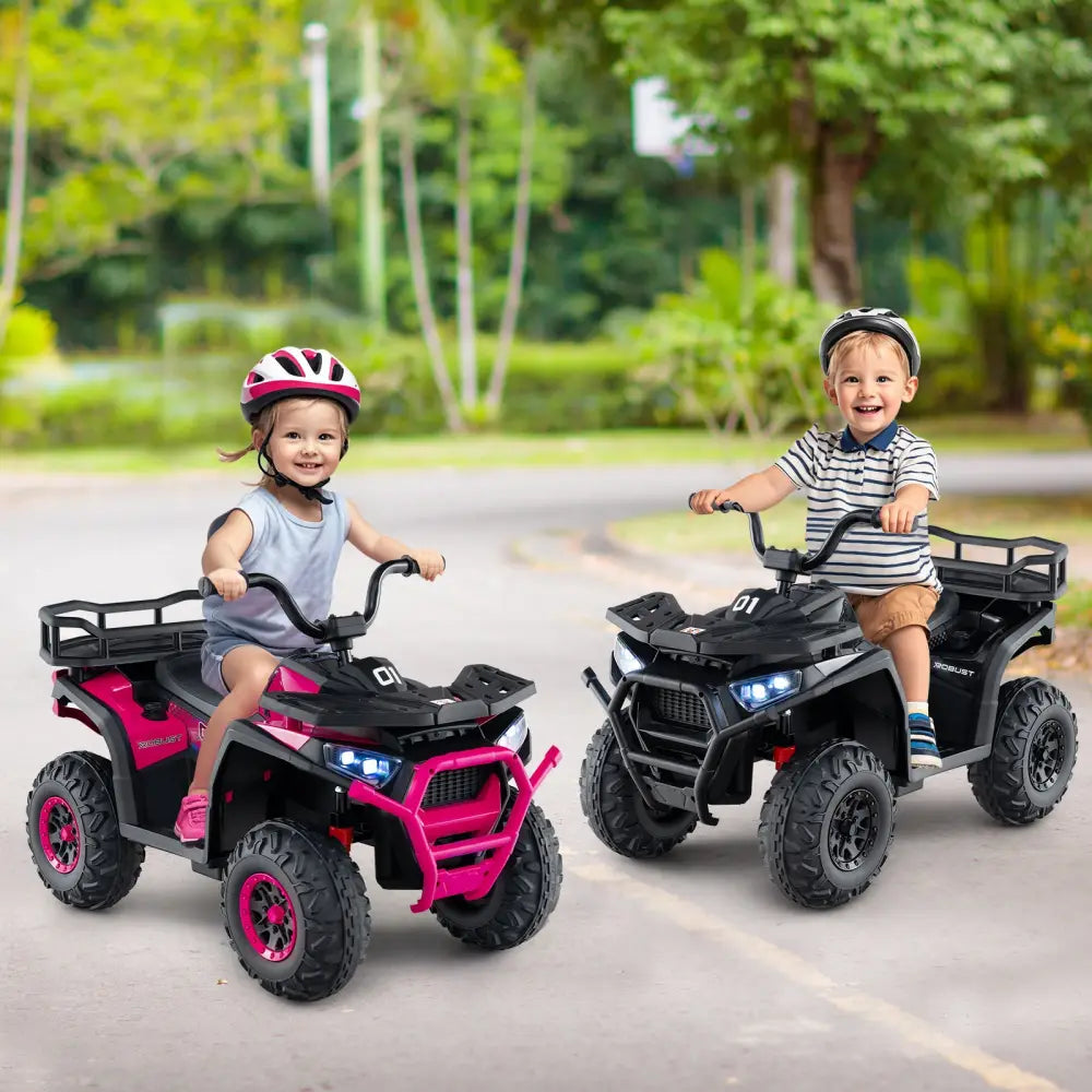 24V Kids Ride on Electric ATV Quad Car with Realistic Sounds and LED Lights-Black - Black - Powered Ride On Toys