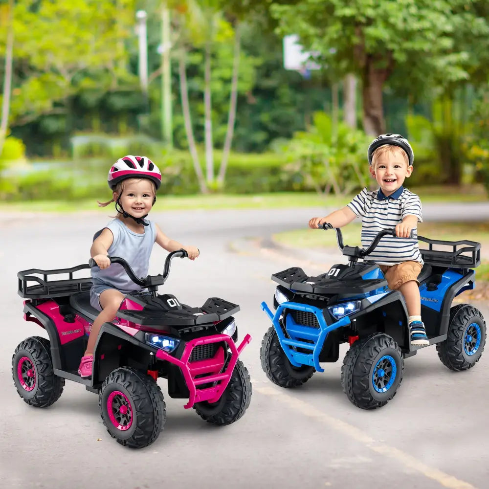 24V Kids Ride on Electric ATV Quad Car with Realistic Sounds and LED Lights-Pink - Pink - Powered Ride On Toys