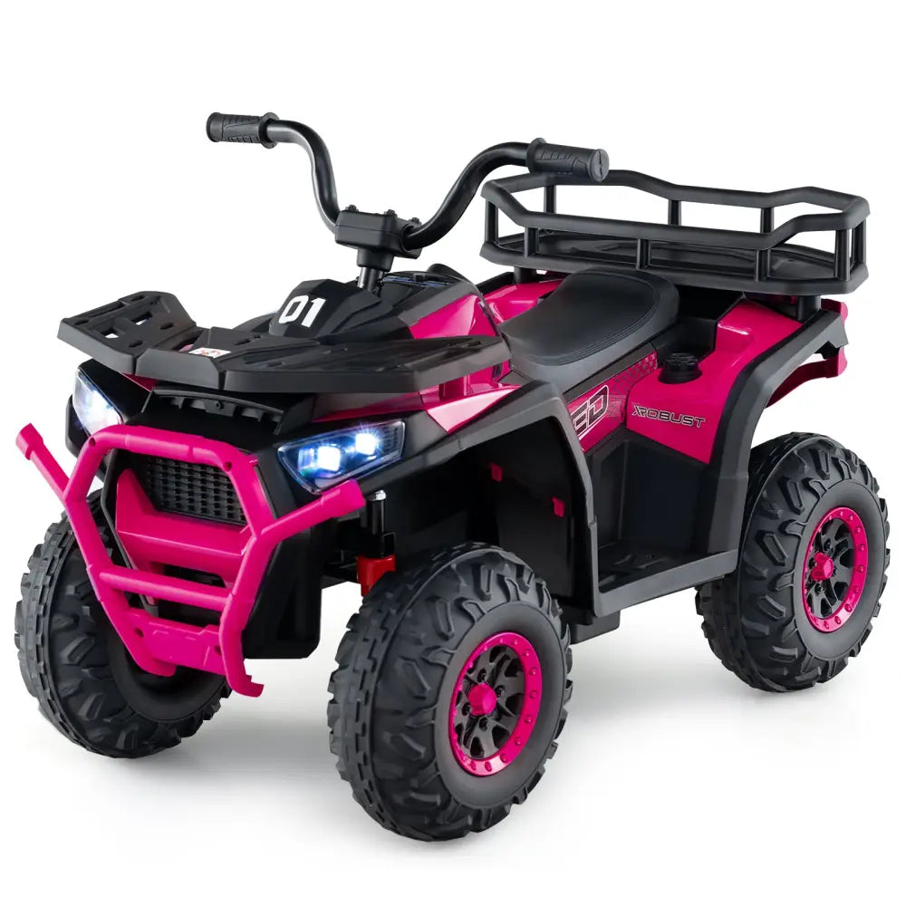 24V Kids Ride on Electric ATV Quad Car with Realistic Sounds and LED Lights-Pink - Pink - Powered Ride On Toys