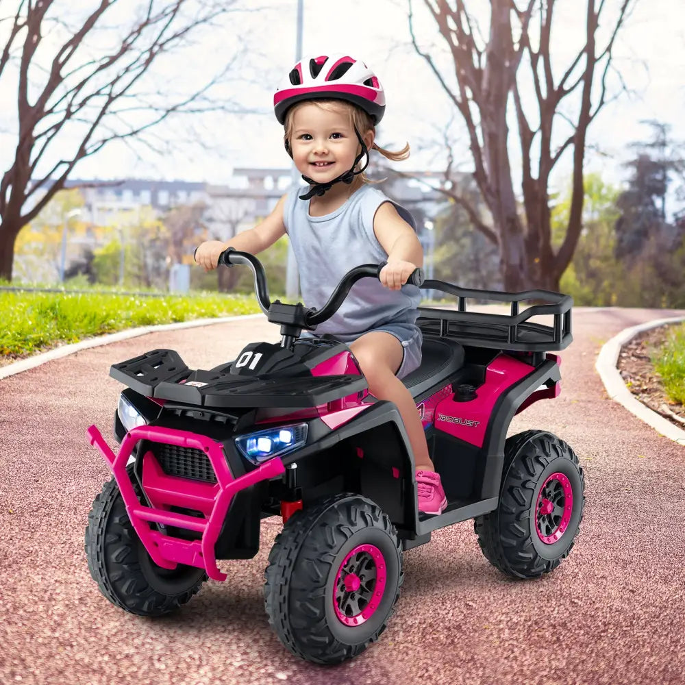 24V Kids Ride on Electric ATV Quad Car with Realistic Sounds and LED Lights-Pink - Pink - Powered Ride On Toys