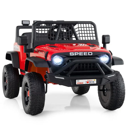 24V Ride On Car for Kids with Parent Remote Control and Music-Red - Red - Powered Ride On Toys
