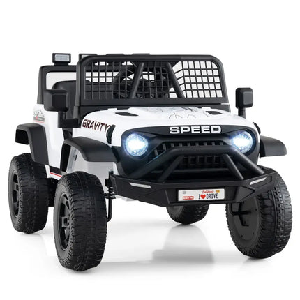 24V Ride On Car for Kids with Parent Remote Control and Music - White - Oasis Home Essentials