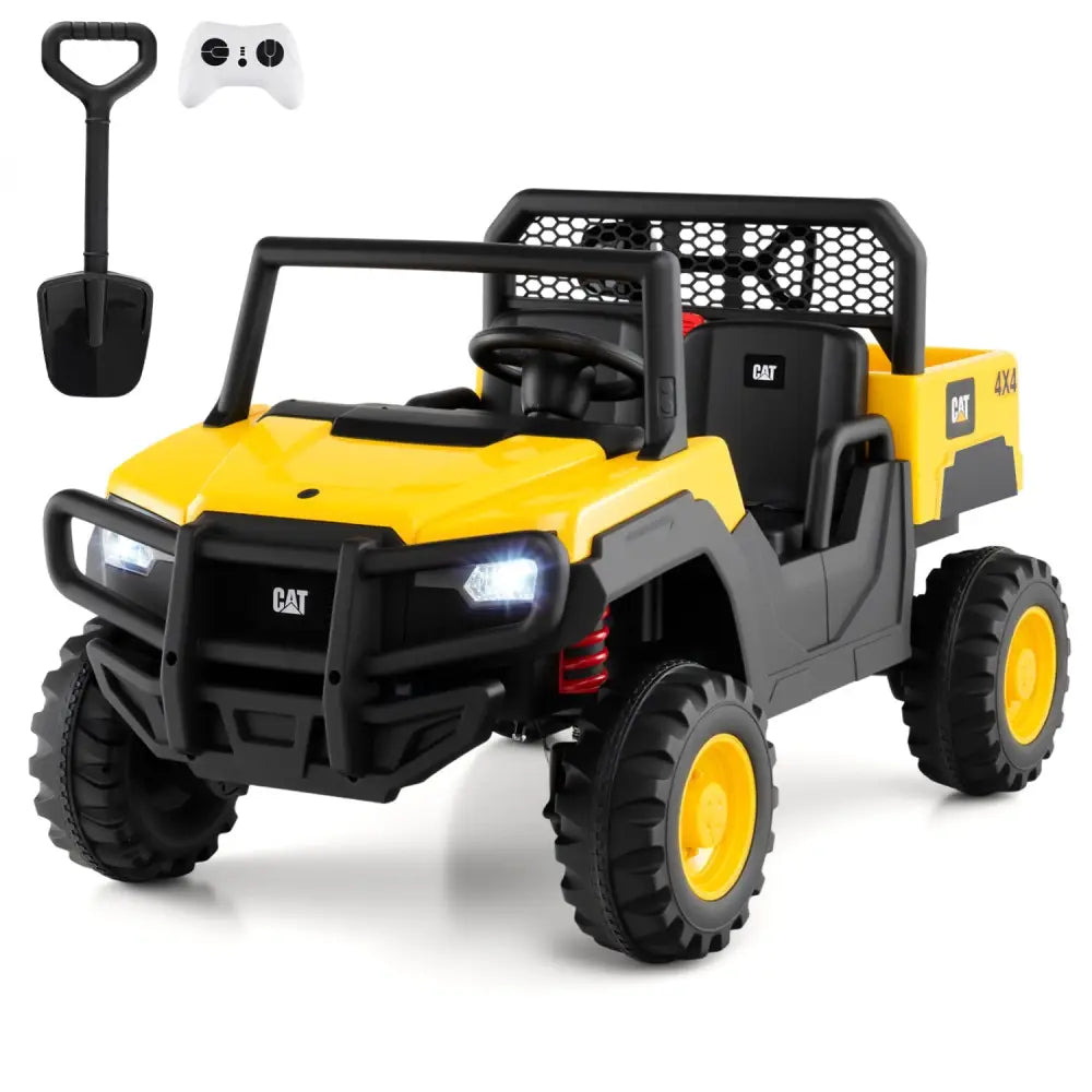 24V Ride On Dump Truck Licensed Caterpillar 2-Seater for Girls Boys-Yellow - Yellow - Powered Ride On Toys