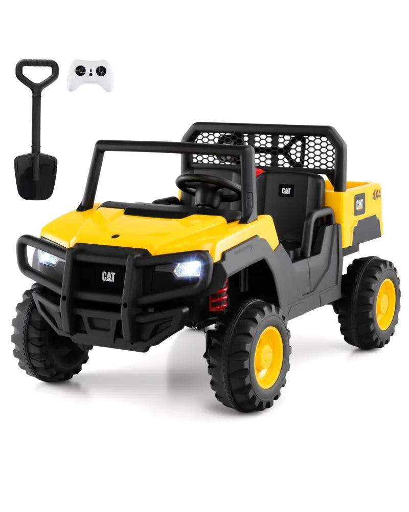 24V Ride On Dump Truck Licensed Caterpillar 2-Seater for Girls Boys-Yellow - Yellow - Powered Ride On Toys