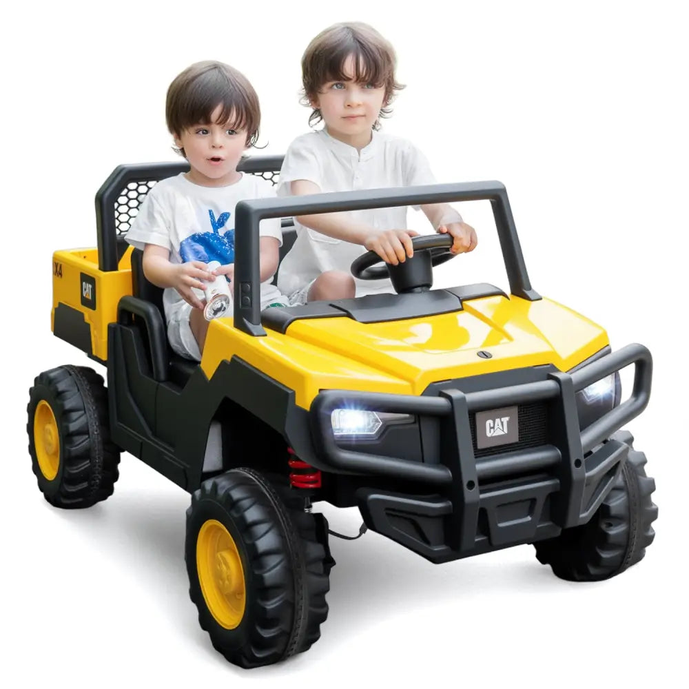 24V Ride On Dump Truck Licensed Caterpillar 2-Seater for Girls Boys-Yellow - Yellow - Powered Ride On Toys