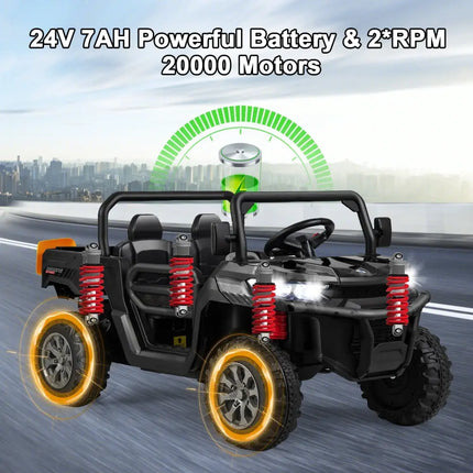 24V Ride On Kids Car with Dump Bed and Remote Control - Black - Oasis Home Essentials