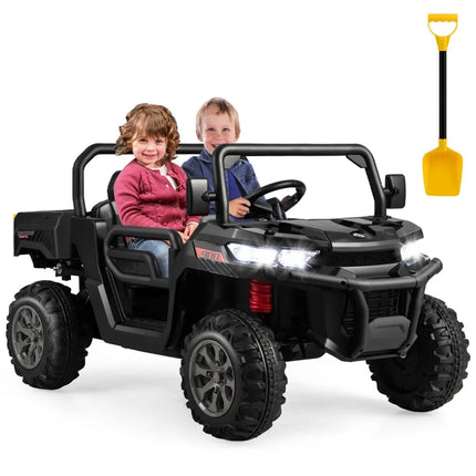 24V Ride On Kids Car with Dump Bed and Remote Control - Black - Oasis Home Essentials