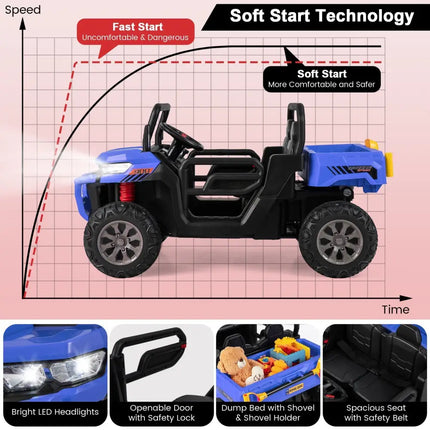 24V Ride On Kids Car with Dump Bed and Remote Control - Navy - Oasis Home Essentials