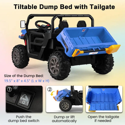 24V Ride On Kids Car with Dump Bed and Remote Control - Navy - Oasis Home Essentials
