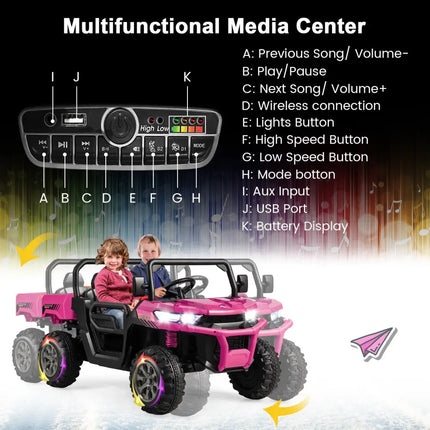 24V Ride On Kids Car with Dump Bed and Remote Control - Pink - Oasis Home Essentials