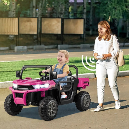24V Ride On Kids Car with Dump Bed and Remote Control - Pink - Oasis Home Essentials