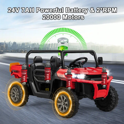 24V Ride On Kids Car with Dump Bed and Remote Control-Red - Red - Powered Ride On Toys