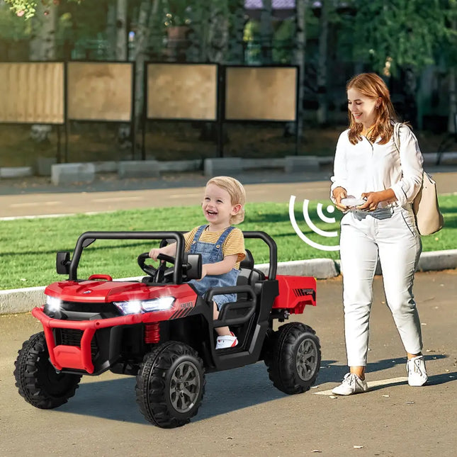 24V Ride On Kids Car with Dump Bed and Remote Control-Red - Red - Powered Ride On Toys