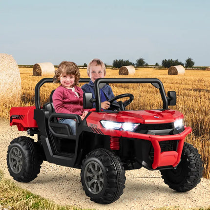 24V Ride On Kids Car with Dump Bed and Remote Control-Red - Red - Powered Ride On Toys