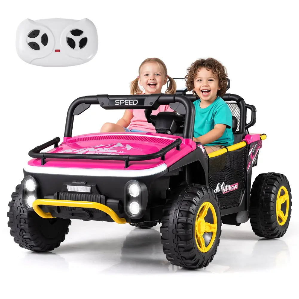 24V Ride on Toy for Kids 2 Seater Ride on Truck Car with Horn Music Story-Pink - Pink - Powered Ride On Toys