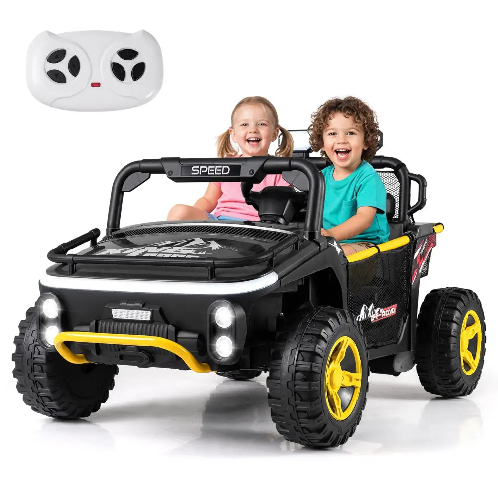 24V Ride on Toy for Kids 2 Seater Ride on Truck Car with Horn Music Story-Black - Black - Powered Ride On Toys