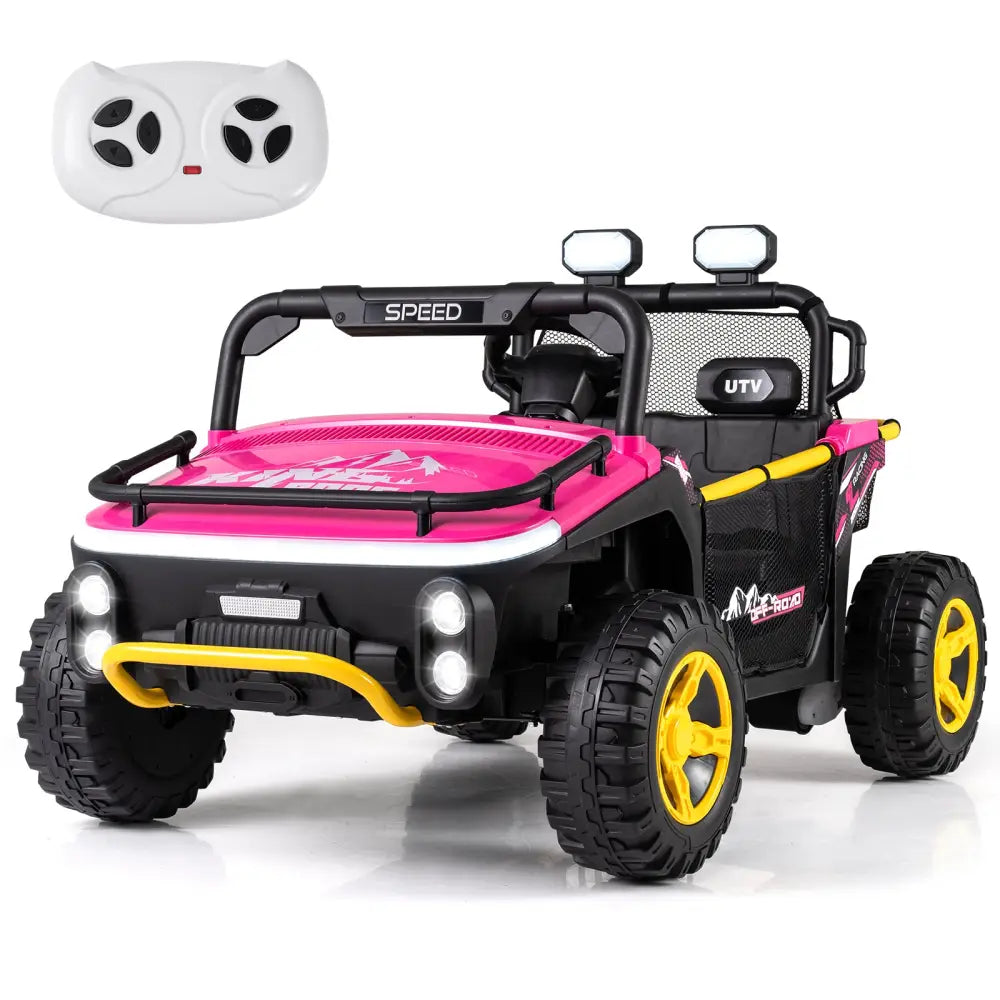 24V Ride on Toy for Kids 2 Seater Ride on Truck Car with Horn Music Story-Pink - Pink - Powered Ride On Toys