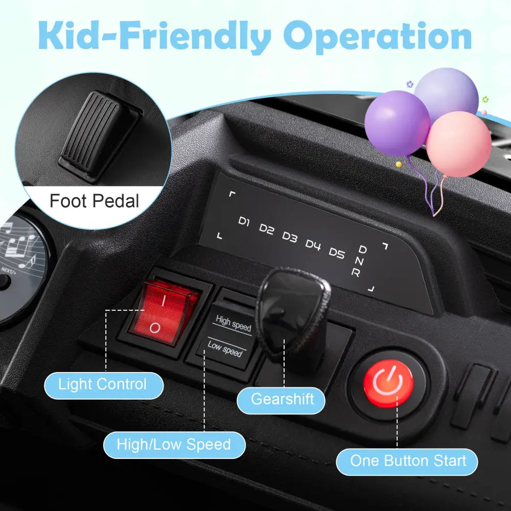 24V Ride on Toy for Kids 2 Seater Ride on Truck Car with Horn Music Story-Black - Black - Powered Ride On Toys