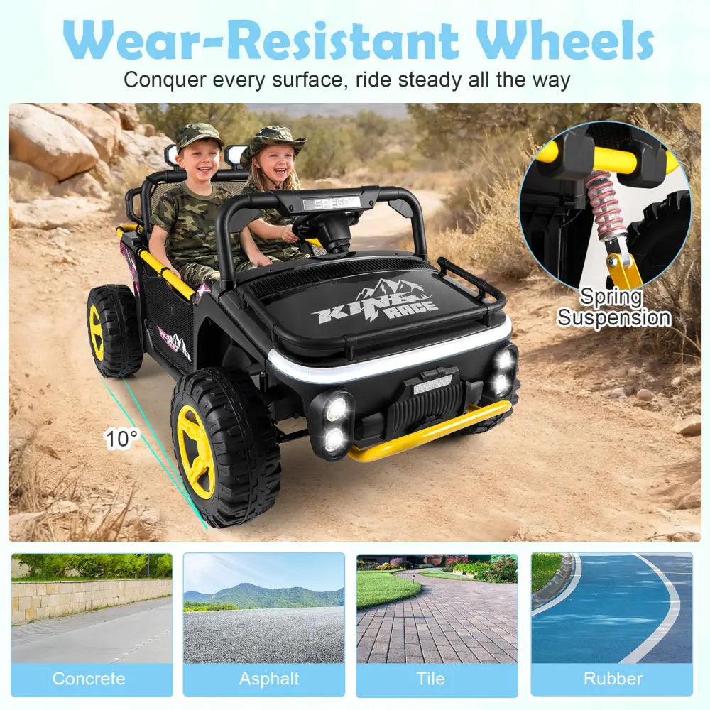 24V Ride on Toy for Kids 2 Seater Ride on Truck Car with Horn Music Story-Black - Black - Powered Ride On Toys