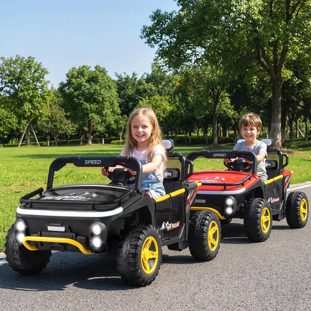 24V Ride on Toy for Kids 2 Seater Ride on Truck Car with Horn Music Story-Black - Black - Powered Ride On Toys