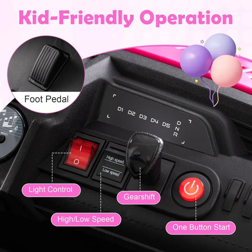 24V Ride on Toy for Kids 2 Seater Ride on Truck Car with Horn Music Story-Pink - Pink - Powered Ride On Toys