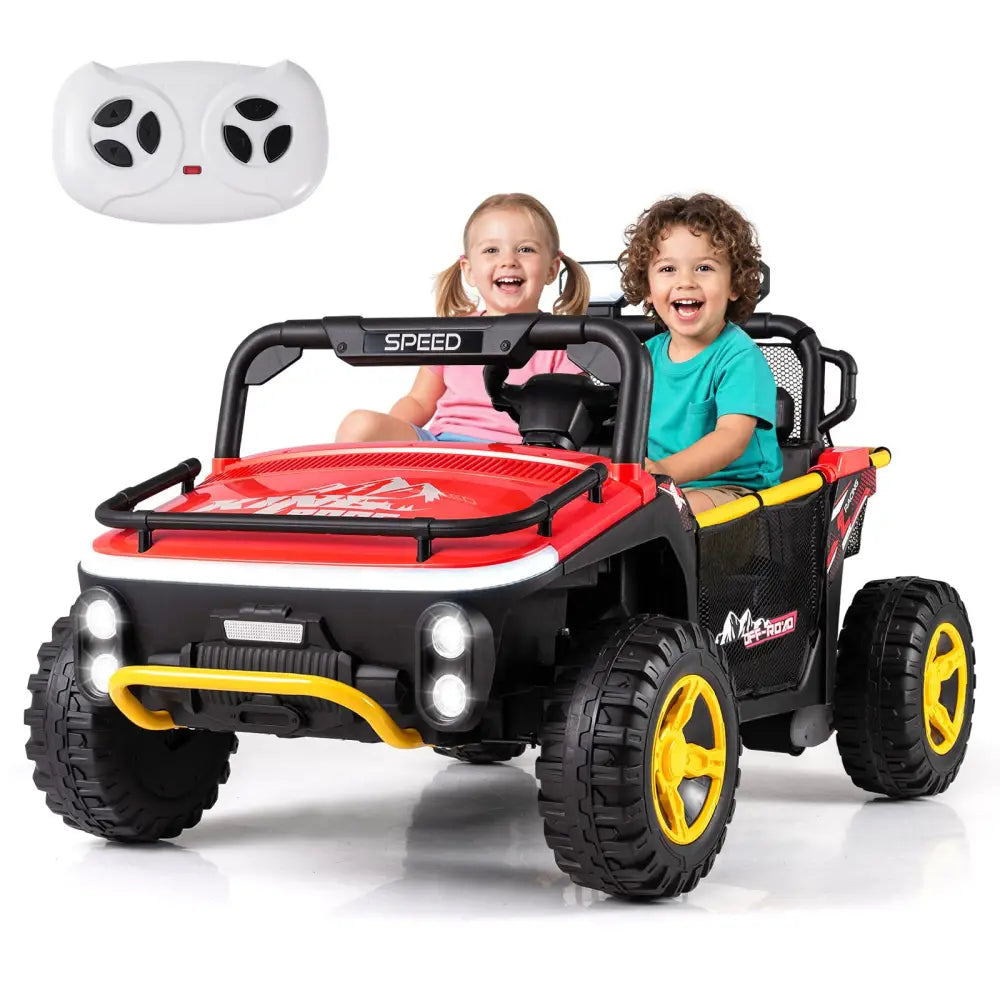 24V Ride on Toy for Kids 2 Seater Ride on Truck Car with Horn Music Story-Red - Red - Powered Ride On Toys