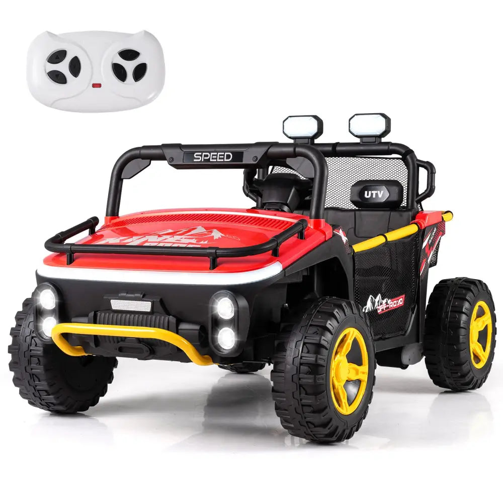 24V Ride on Toy for Kids 2 Seater Ride on Truck Car with Horn Music Story-Red - Red - Powered Ride On Toys