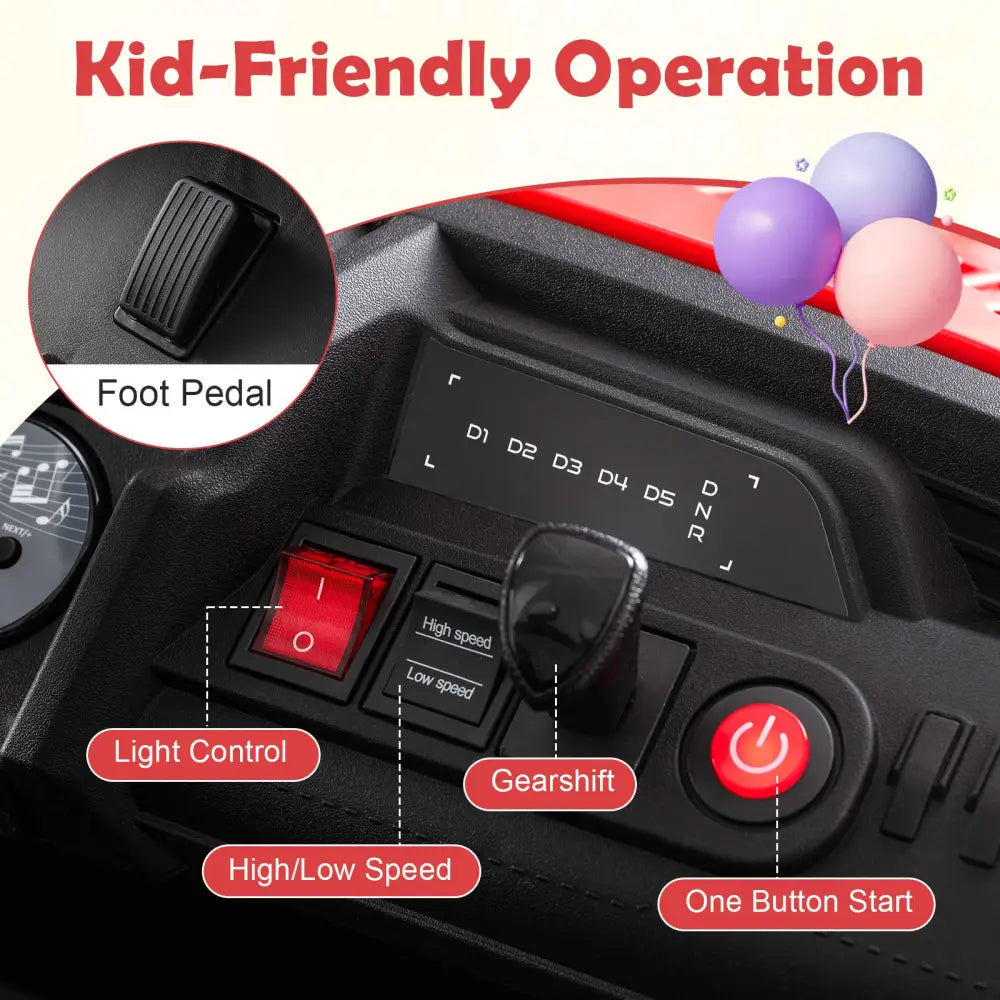 24V Ride on Toy for Kids 2 Seater Ride on Truck Car with Horn Music Story-Red - Red - Powered Ride On Toys