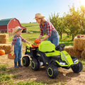 24V Ride on Tractor with Detachable Trailer and Music for Boys Girls-Green - Green - Powered Ride On Toys