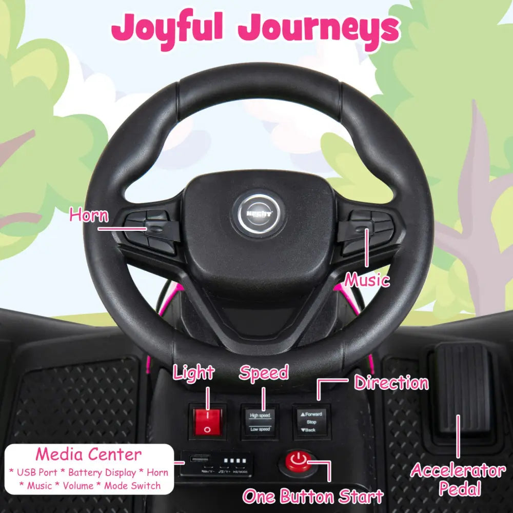 24V Ride on Tractor with Detachable Trailer and Music for Boys Girls-Pink - Pink - Powered Ride On Toys