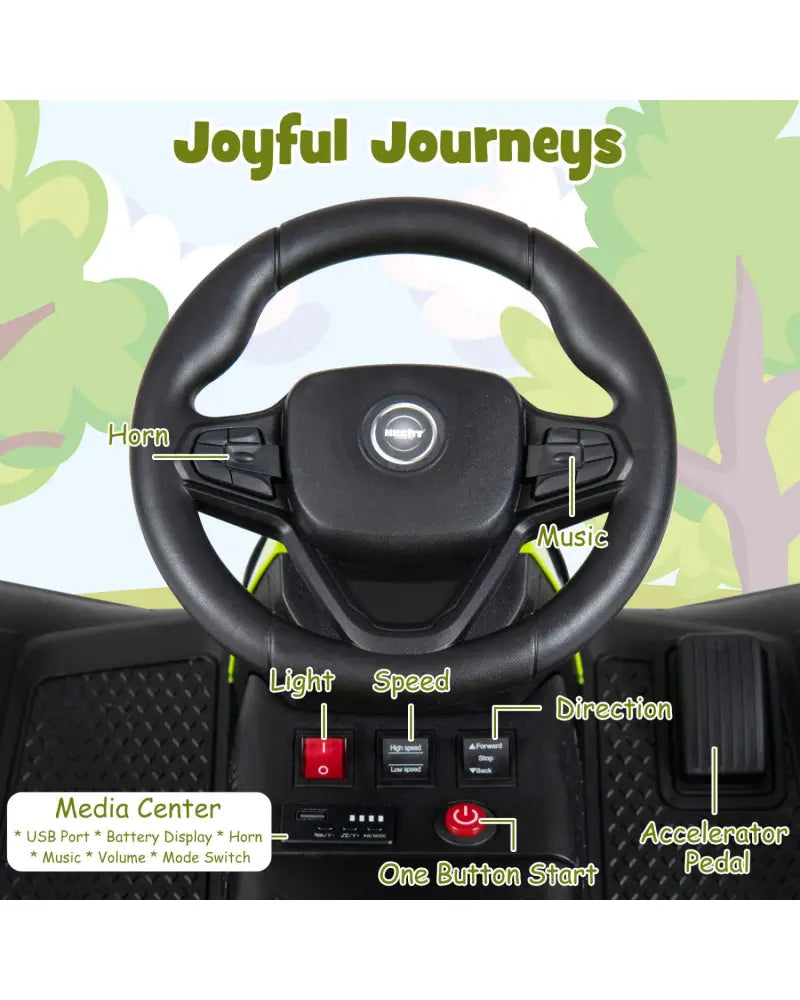 24V Ride on Tractor with Detachable Trailer and Music for Boys Girls-Green - Green - Powered Ride On Toys