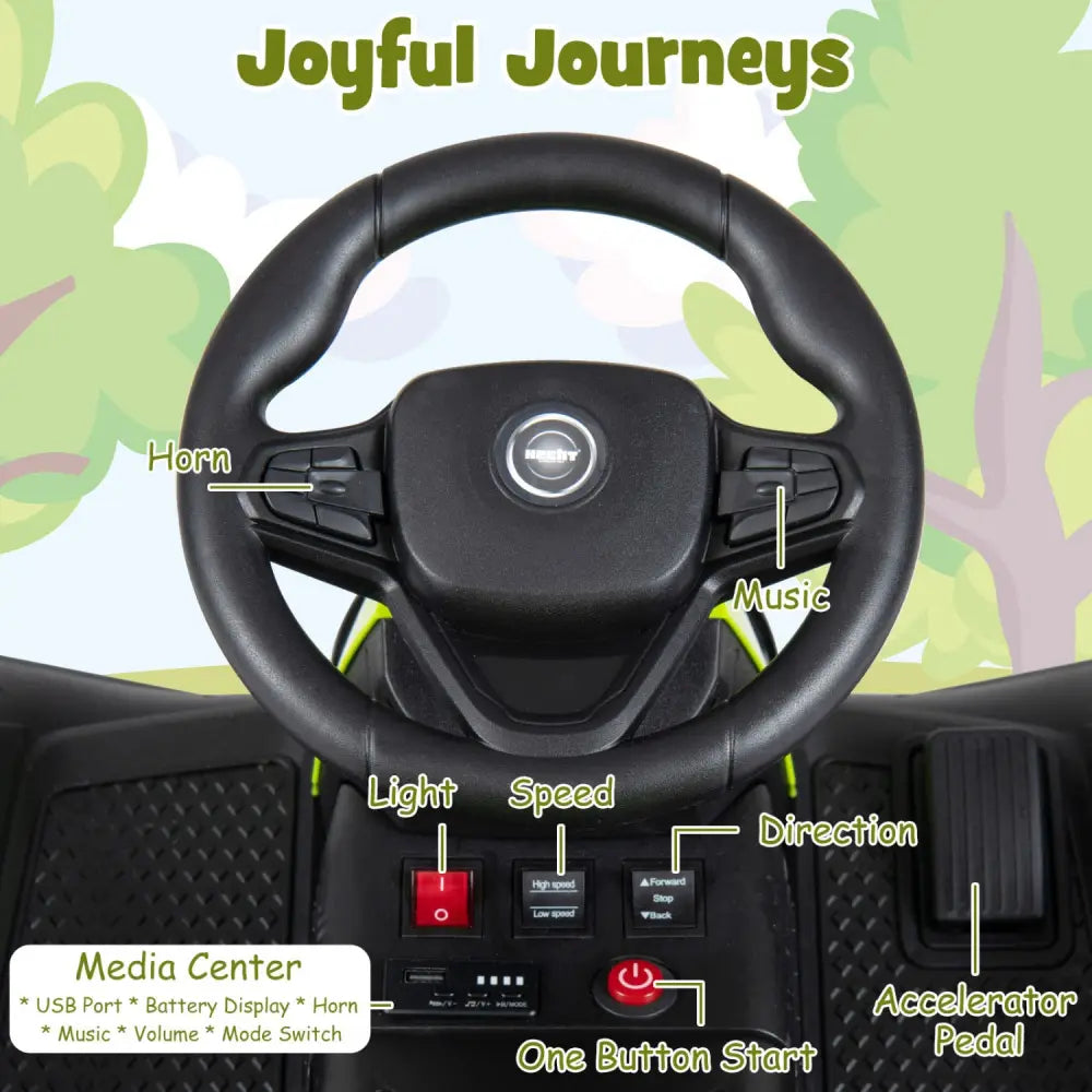 24V Ride on Tractor with Detachable Trailer and Music for Boys Girls-Green - Green - Powered Ride On Toys