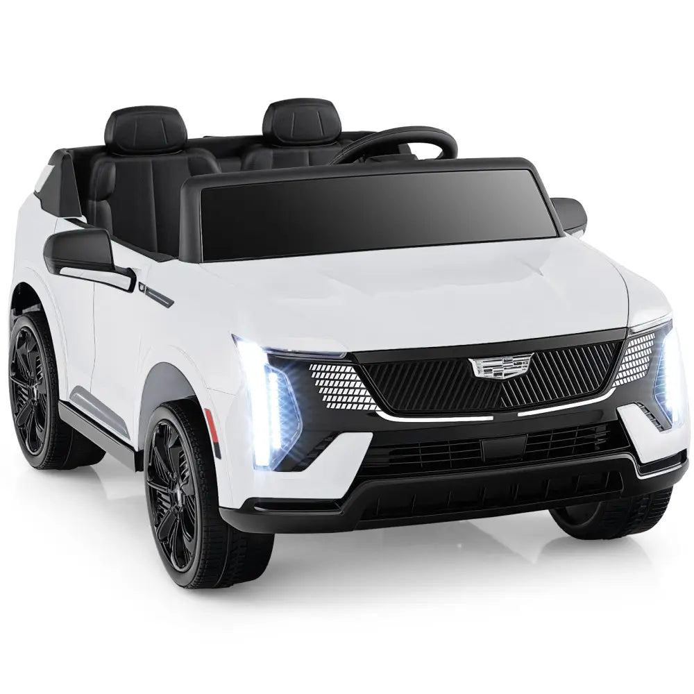 24V Ride on Truck 2-Seater Licensed Cadillac with Remote Control-White - White - Powered Ride On Toys
