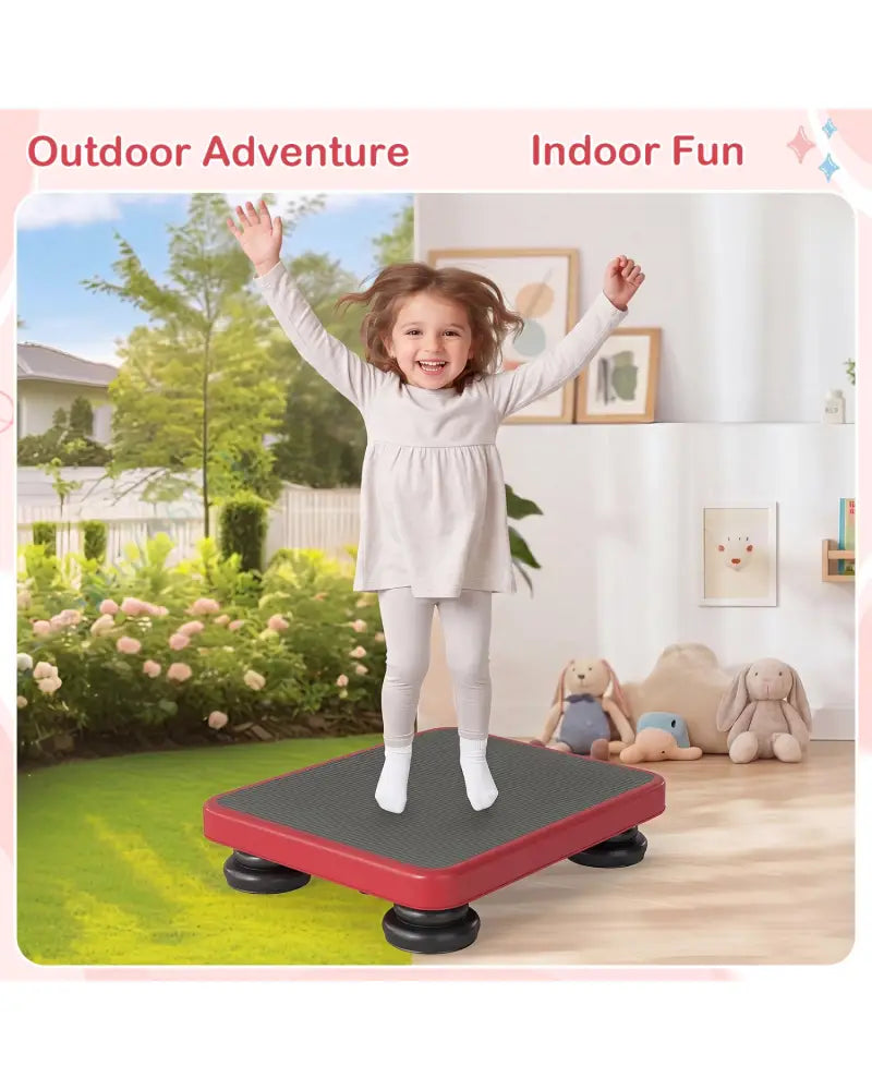 24x20’’ Kids Rebounder Bouncing Board with Elastic Rope for Ages 3+-Red - Red - Trampolines
