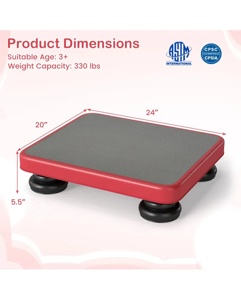 24x20’’ Kids Rebounder Bouncing Board with Elastic Rope for Ages 3+-Red - Red - Trampolines