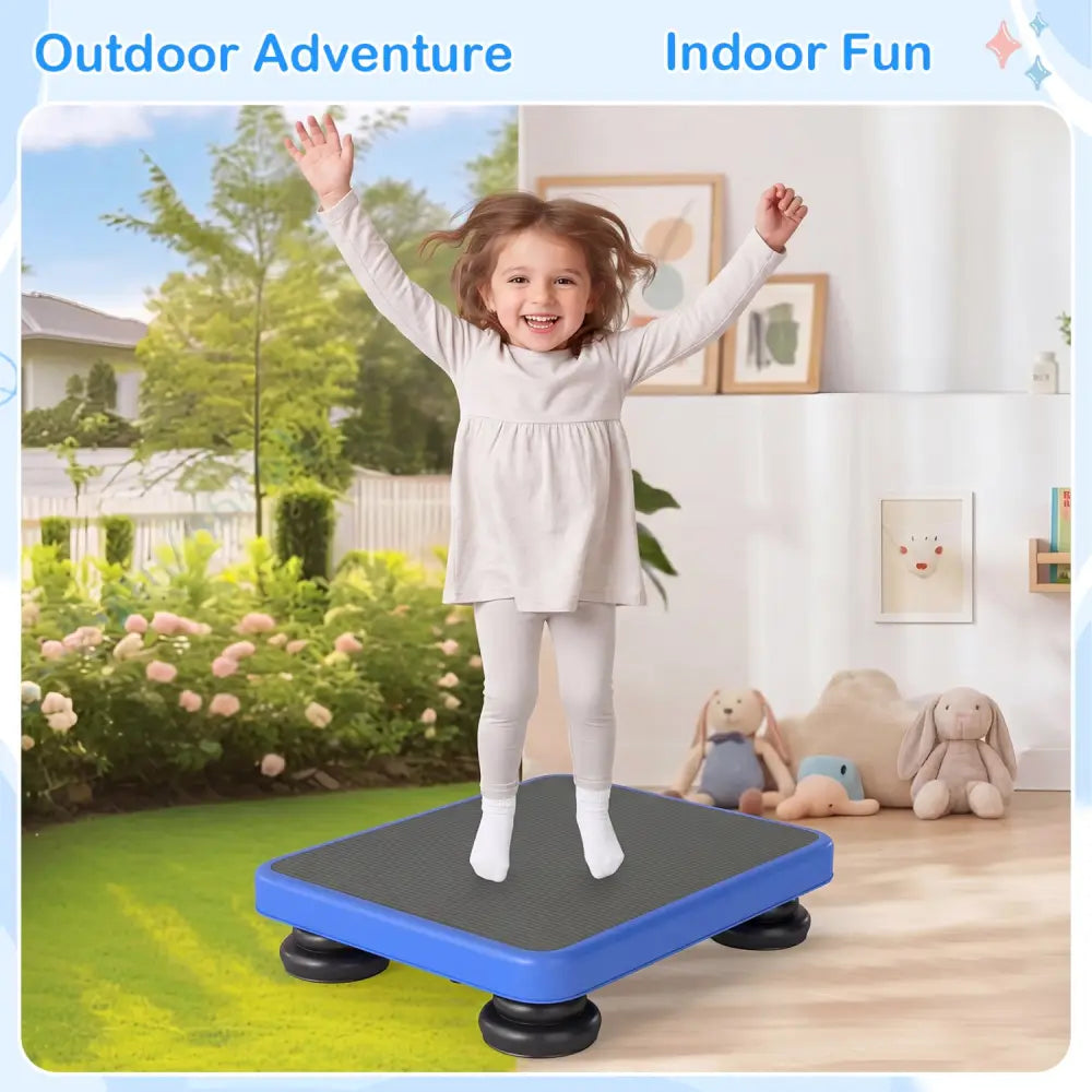 24x20’’ Kids Rebounder Bouncing Board with Elastic Rope for Ages 3+-Blue - Blue - Trampolines