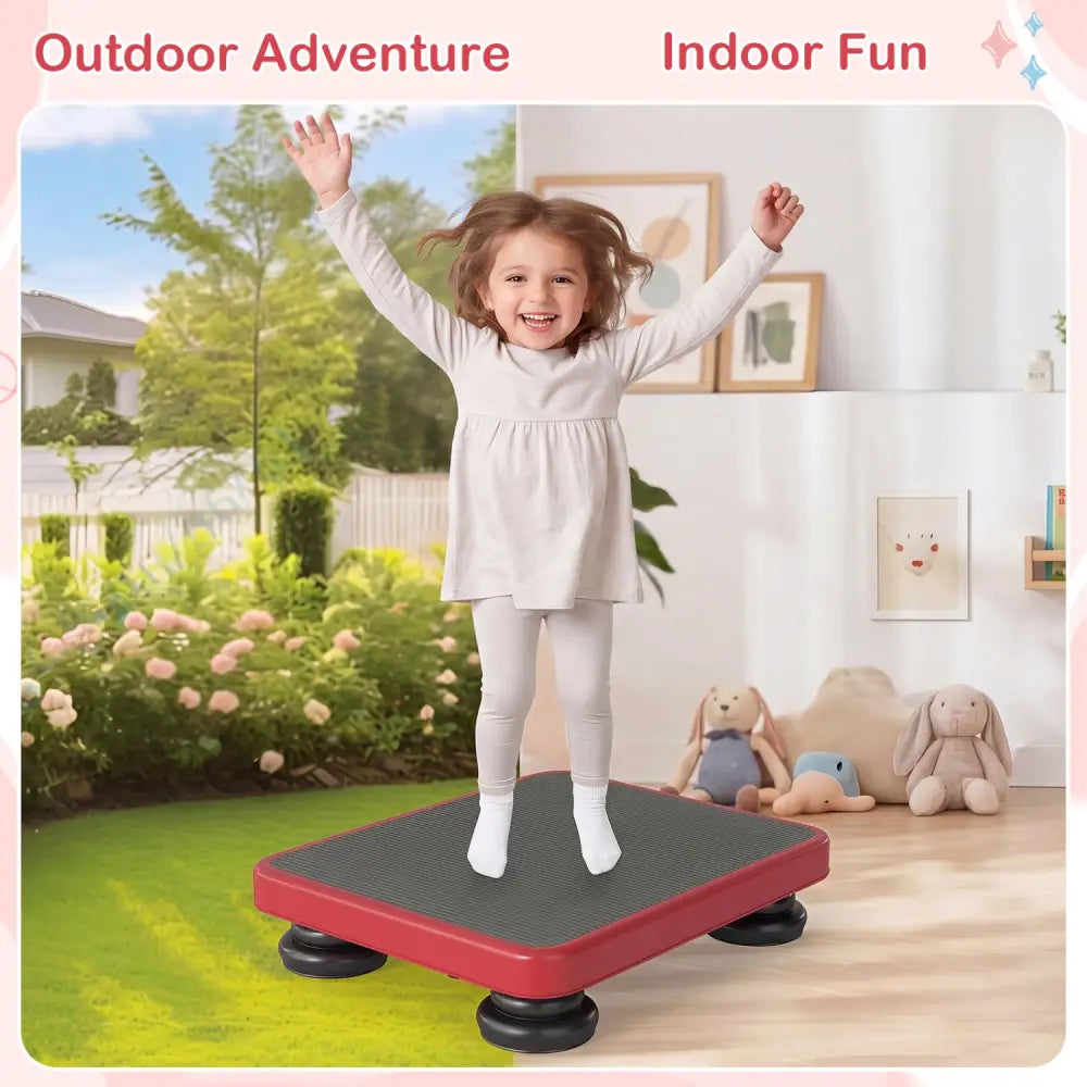24x20’’ Kids Rebounder Bouncing Board with Elastic Rope for Ages 3+-Red - Red - Trampolines