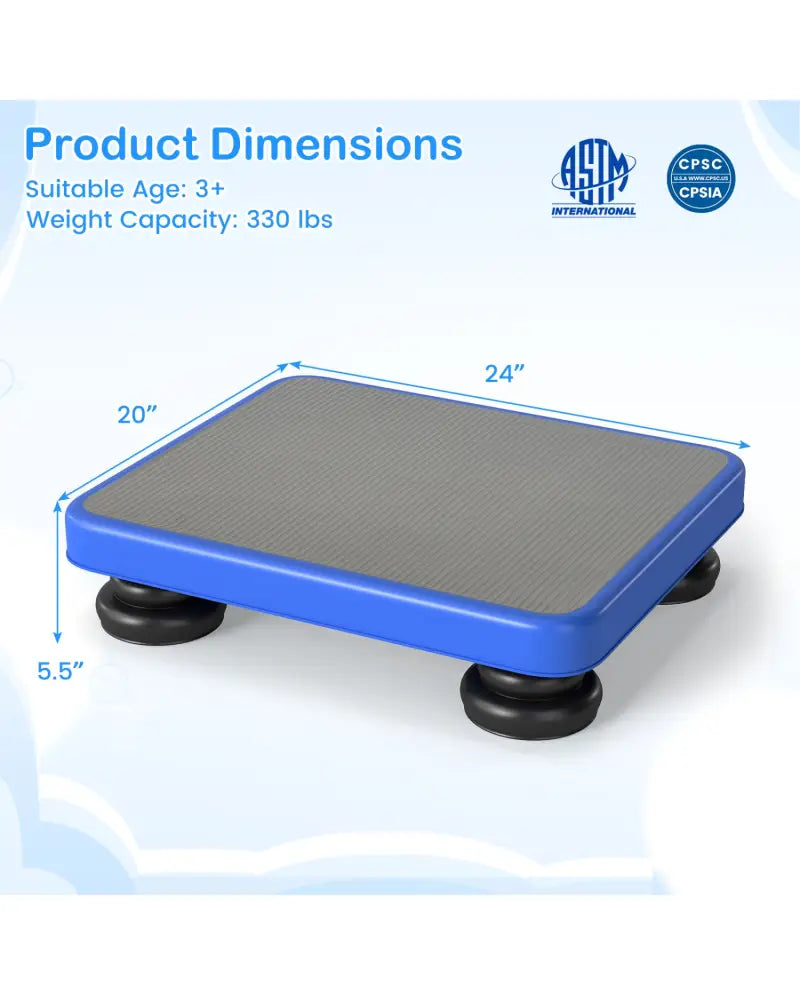 24x20’’ Kids Rebounder Bouncing Board with Elastic Rope for Ages 3+-Blue - Blue - Trampolines
