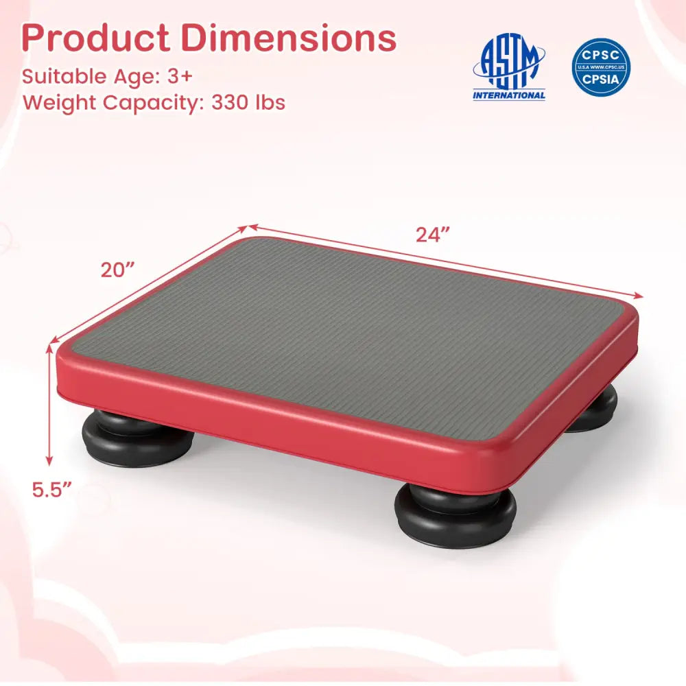 24x20’’ Kids Rebounder Bouncing Board with Elastic Rope for Ages 3+-Red - Red - Trampolines
