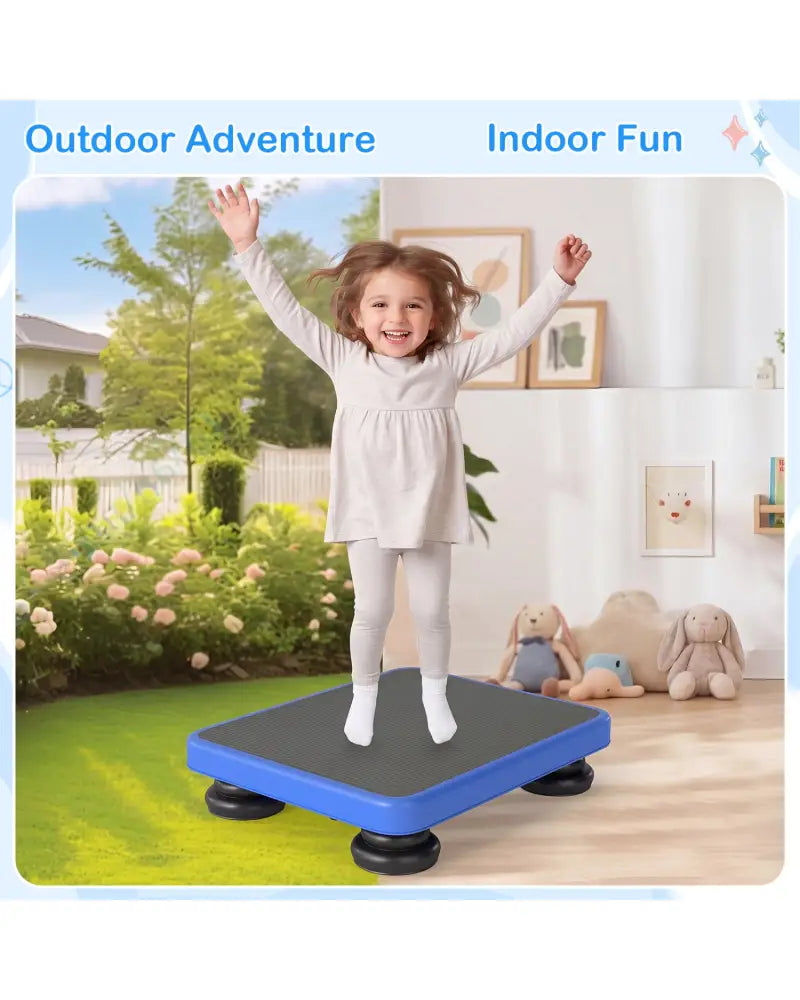 24x20’’ Kids Rebounder Bouncing Board with Elastic Rope for Ages 3+-Blue - Blue - Trampolines