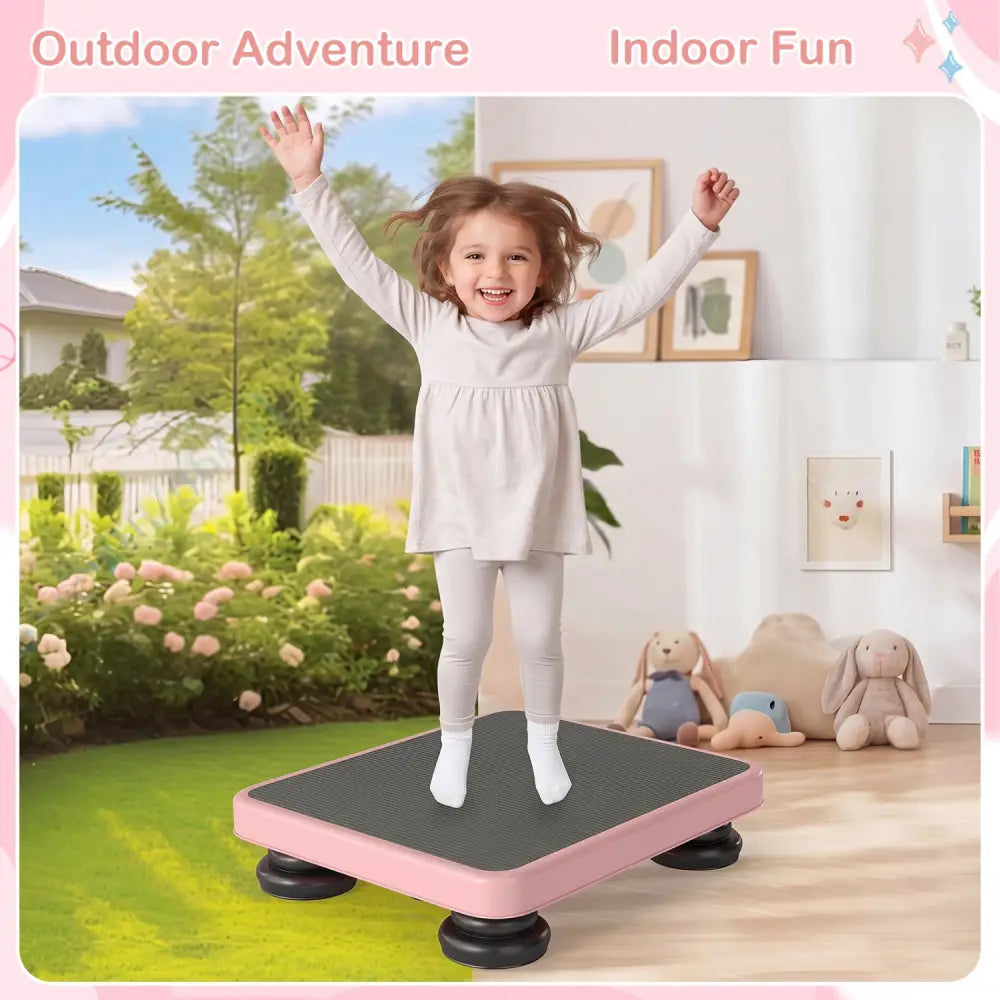 24x20’’ Kids Rebounder Bouncing Board with Elastic Rope for Ages 3+-Pink - Pink - Trampolines