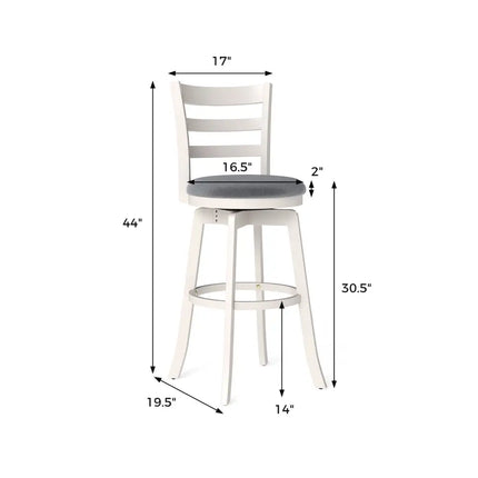25"/30.5" Swivel Barstools Set of 2  360° Rotating Bar/Counter Height Chairs with Upholstered Seat-30.5 Inch Costway