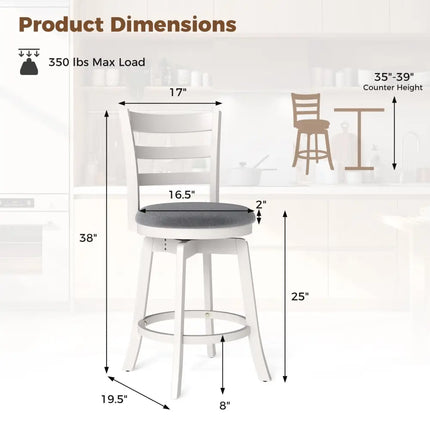 25"/30.5" Swivel Barstools Set of 2  360° Rotating Bar/Counter Height Chairs with Upholstered Seat-25 Inch Costway