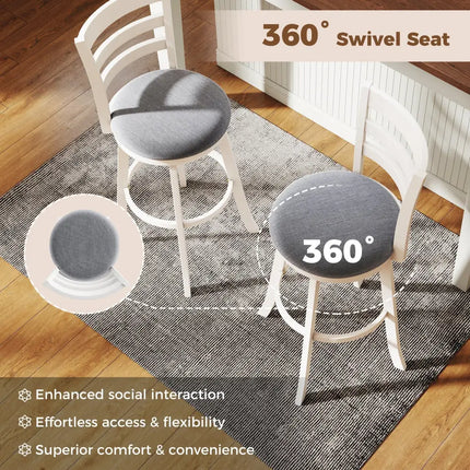 25"/30.5" Swivel Barstools Set of 2  360° Rotating Bar/Counter Height Chairs with Upholstered Seat-30.5 Inch Costway