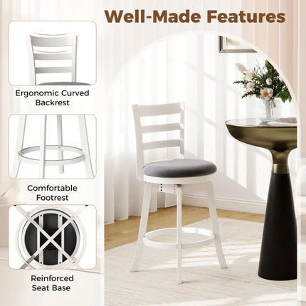 25"/30.5" Swivel Barstools Set of 2  360° Rotating Bar/Counter Height Chairs with Upholstered Seat-25 Inch Costway