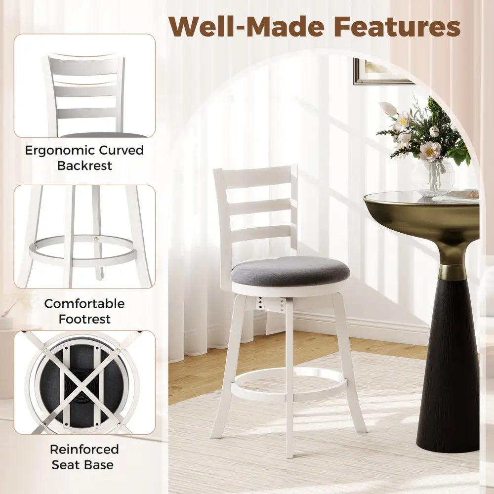 25"/30.5" Swivel Barstools Set of 2  360° Rotating Bar/Counter Height Chairs with Upholstered Seat-25 Inch Costway