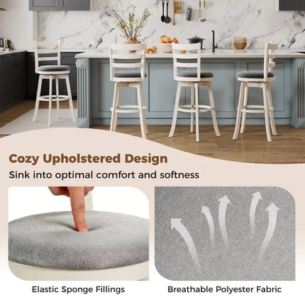 25"/30.5" Swivel Barstools Set of 2  360° Rotating Bar/Counter Height Chairs with Upholstered Seat-30.5 Inch Costway