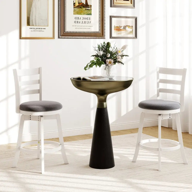 25"/30.5" Swivel Barstools Set of 2  360° Rotating Bar/Counter Height Chairs with Upholstered Seat-25 Inch Costway