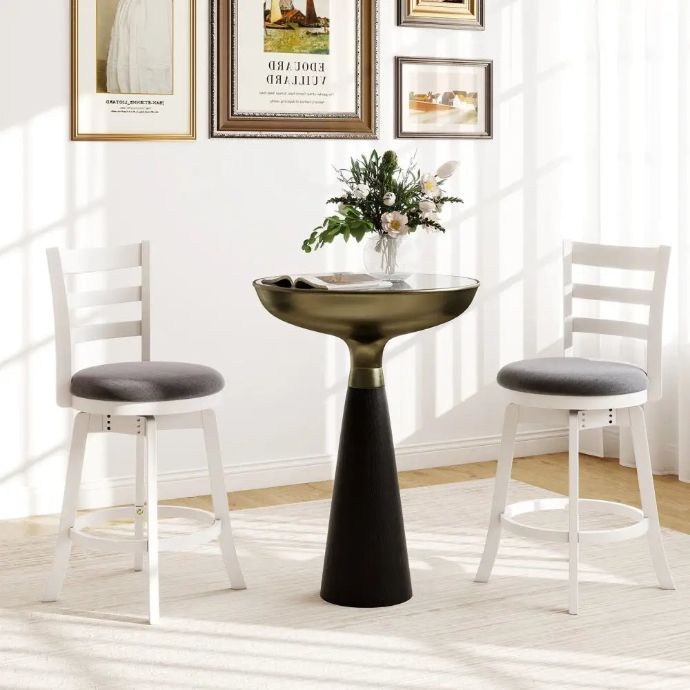 25"/30.5" Swivel Barstools Set of 2  360° Rotating Bar/Counter Height Chairs with Upholstered Seat-25 Inch Costway