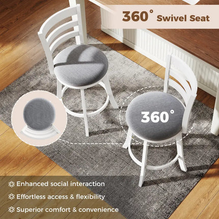 25"/30.5" Swivel Barstools Set of 2  360° Rotating Bar/Counter Height Chairs with Upholstered Seat-25 Inch Costway